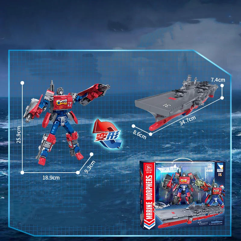 Marine Morphers Transformation Combined Robot Hainan Ship Large Shandong Model Alloy Parts Warships Collectible Figures Kids Toy