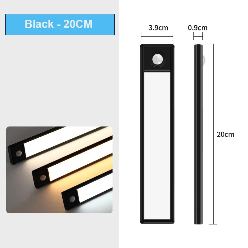 LED Cabinet Light USB Type-C Rechargeable Motion Sensor Led Lamp for Kitchen Wardrobe Cabinet Lighting 20cm/30cm/40cm/50cm