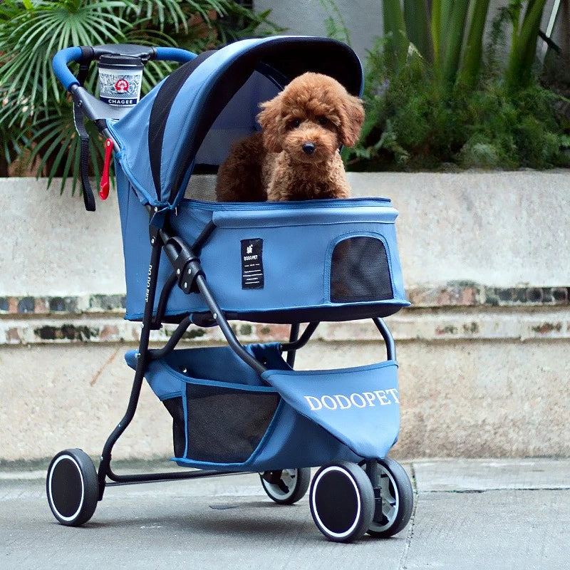 20kg Heavy-Duty Pet Stroller for Dogs/Cats - Foldable Lightweight Carrier with Breathable Mesh & All-Terrain Wheels