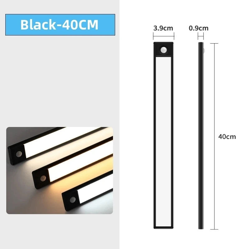LED Cabinet Light USB Type-C Rechargeable Motion Sensor Led Lamp for Kitchen Wardrobe Cabinet Lighting 20cm/30cm/40cm/50cm