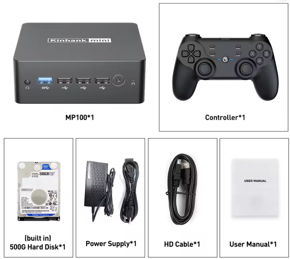 KINHANK Super Console KP100 Video Game Console 16GB DDR5 Batocera 100000+ Games 70+Emulators for SS/WII/GC/MAME/PS3/PS2/Arcade