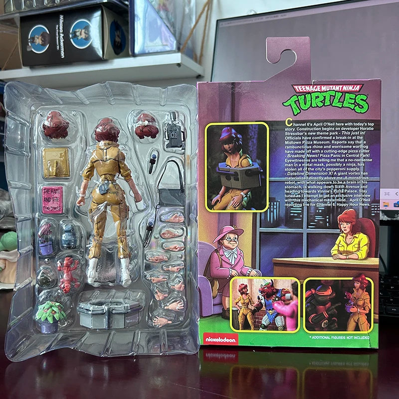 NECA Yellow Clothes Female Reporter Version 2.0 Figure Michelangelo Mummy Raphael Frankenstein April O'Neil Action Figure Toys