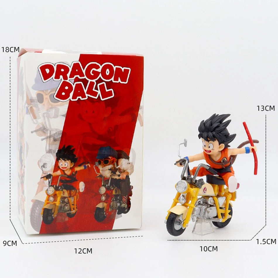 HOT 13cm Dragon Ball Z Anime Figure Son Goku Master Roshi Locomotives PVC Action Kame Sennin Motorcycle Toys for Children gitfs