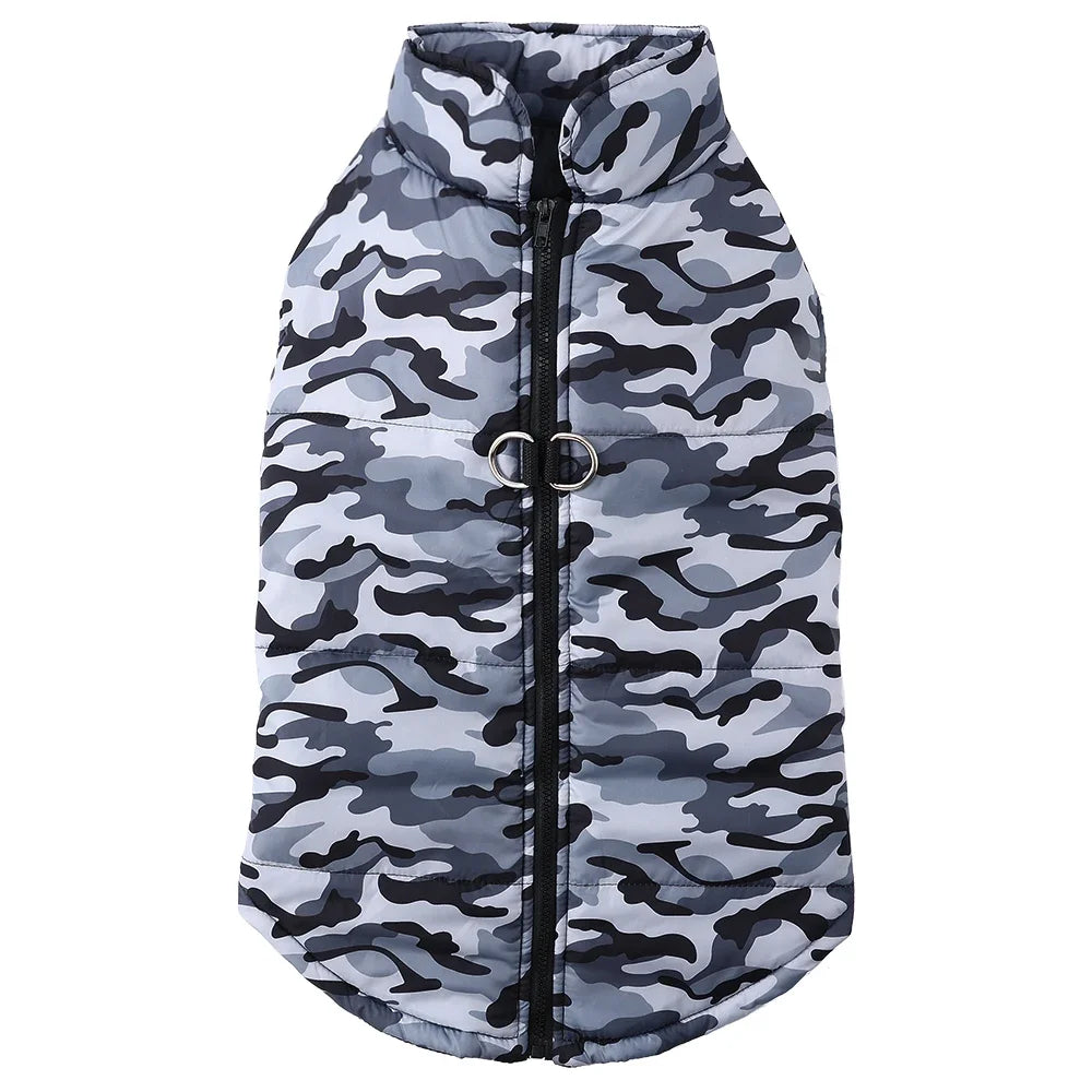 Winddichte Hundekleidung für kleine, mittelgroße und große Hunde, Katzen, Winterwelpen, Camouflage-Print, warme Kleidung, Golden Retriever-Kostüme