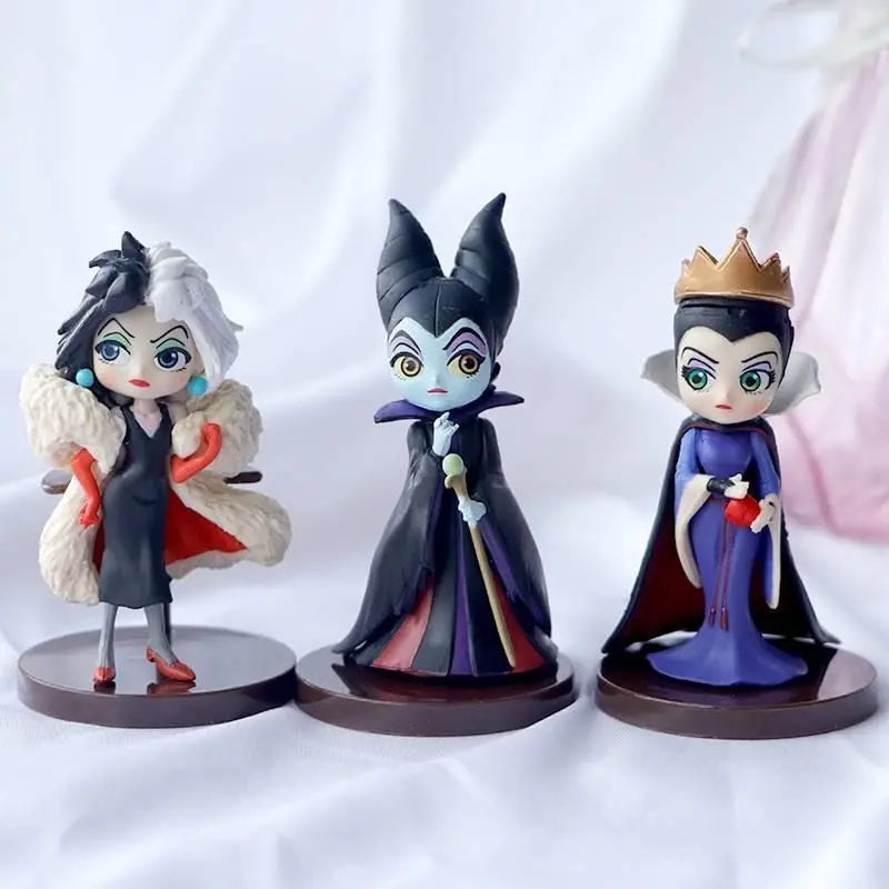 8 cm 3 teile/satz Disney Q posket Petit Villains Nachkommen 2 Maleficent Cruella de Vil Königin Action Figur Modell Geschenk Spielzeug