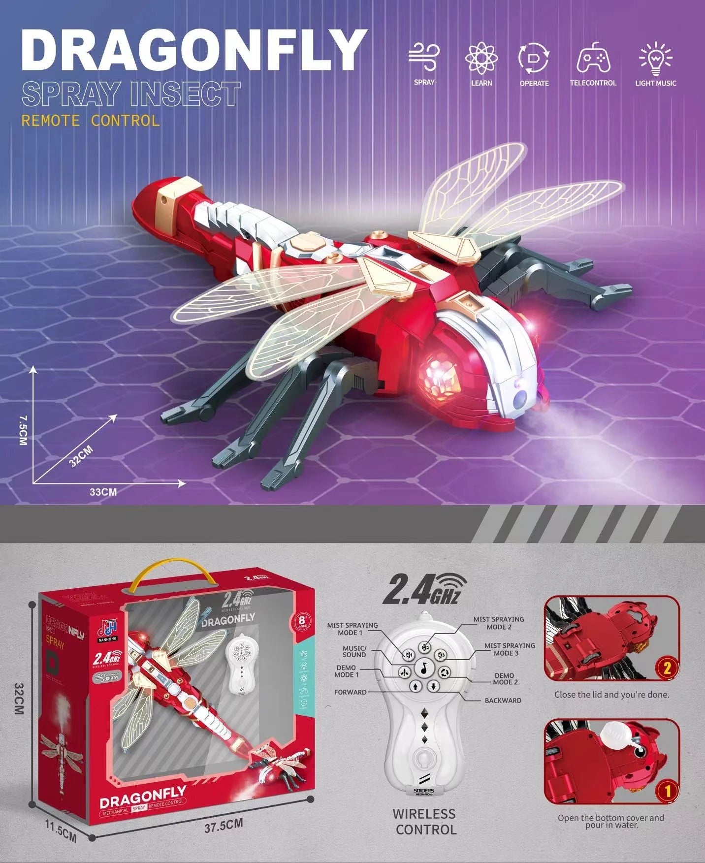 RC Spider Robot Remote Control Spider Toys with Spray/Light/Music Gifts for 6 -12 Year Old Boys Halloween Easter Toys for Kids