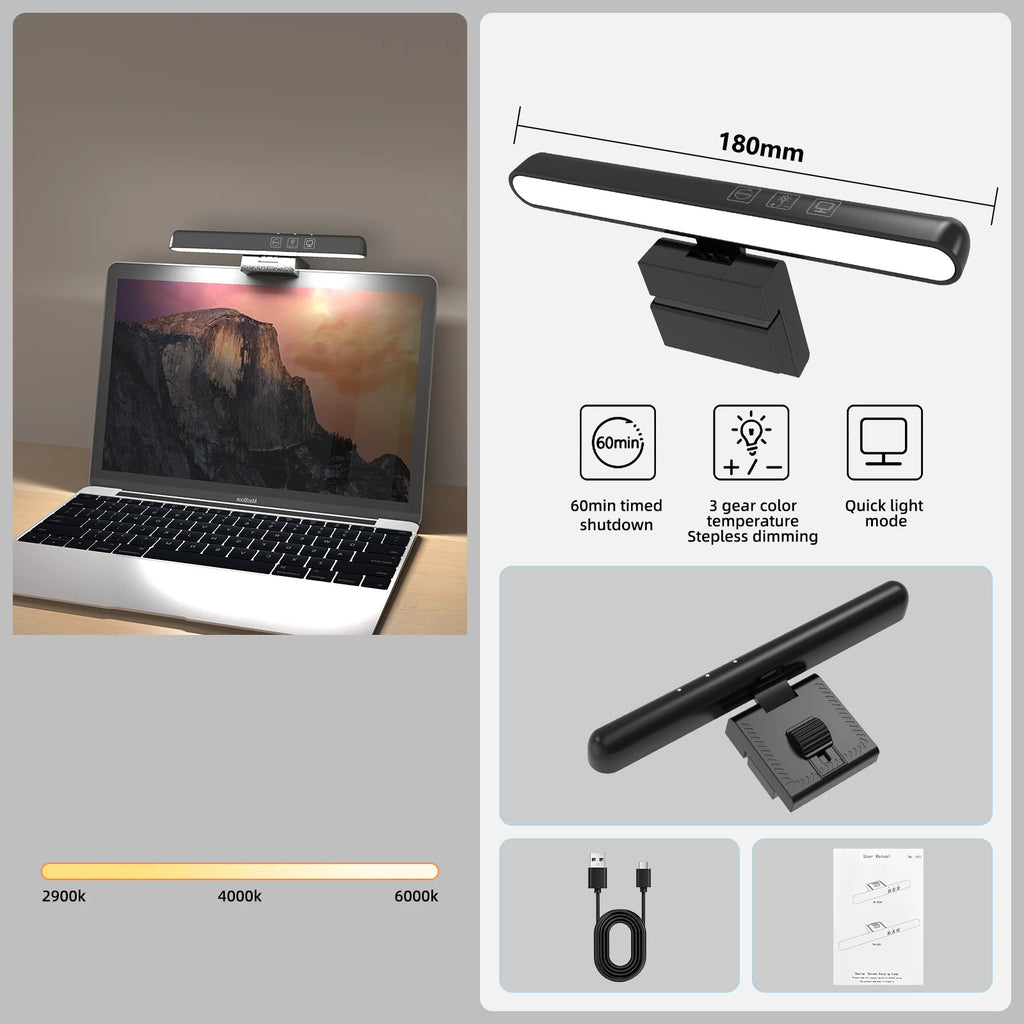 RGB Curved Screen Monitor Light Bar Stepless Dimming Screen Hanging Light Atmosphere LED Laptop Computer Table Lamp Bar Monitor