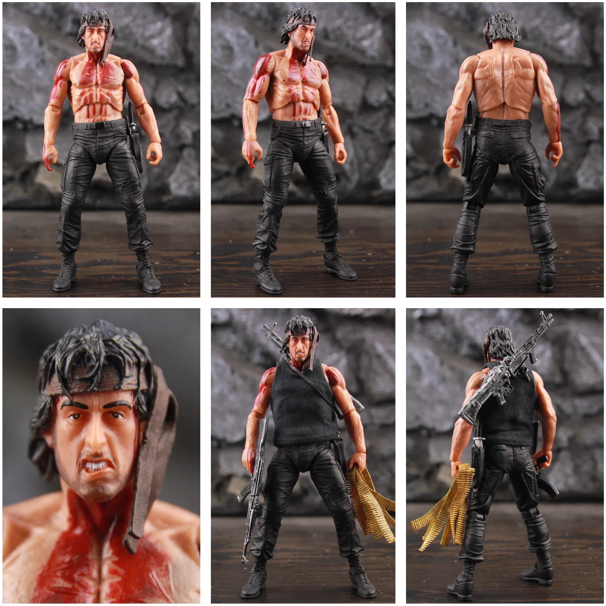 Classic Movie First Blood Ron Kim John J.R Ram bo 7" Action Figure Special Forces Soldier Avenger Sylvester Film Toys KO's NECA