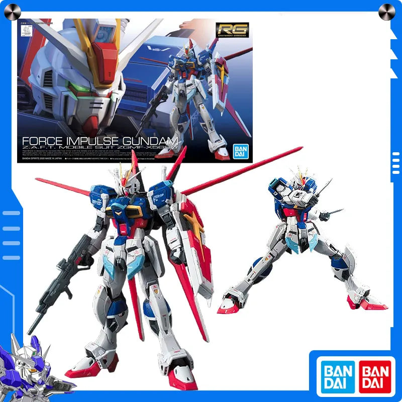 Original Bandai Gundam Seed 1/144 RG Force Impulse Gundam Anime Action Figure Assembly Model Collect Ornament Festival Gift