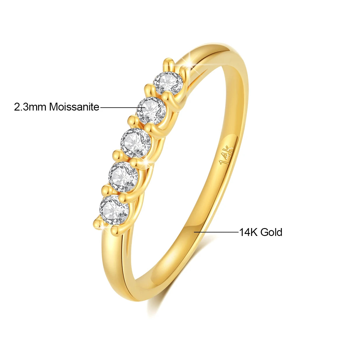100 % echter 14 Karat Goldring, Ehering, Moissanit, Diamant, Versprechen, K Gold, Geschenke für Frauen, hochwertiger Luxus-Verlobungsschmuck