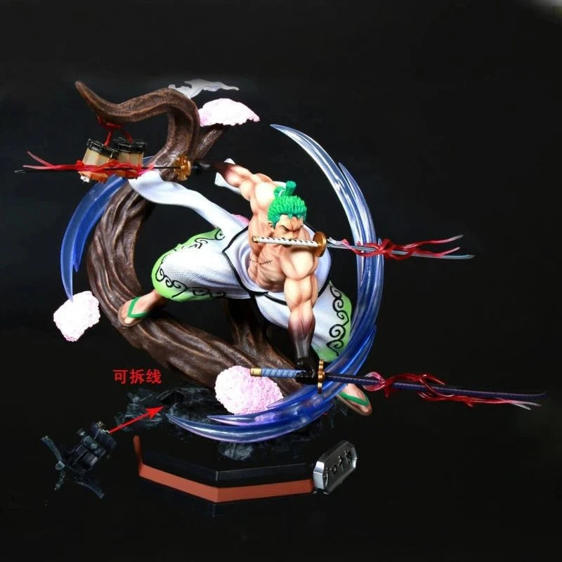 39cm One Piece Roronoa Zoro Mad Tiger Gk Statue Wano Country Kimono Three Sword Style Glowing Boxed Collectible Action Figure