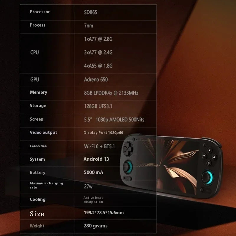 EAEY Retroid Pocket 5 Rp5 Handheld: 8 GB + 128 GB, 5,5 Zoll OLED, Bluetooth 5.0 | Unterstützt PSP/PS2-Spiele, tragbare Retro-Gaming-Konsole