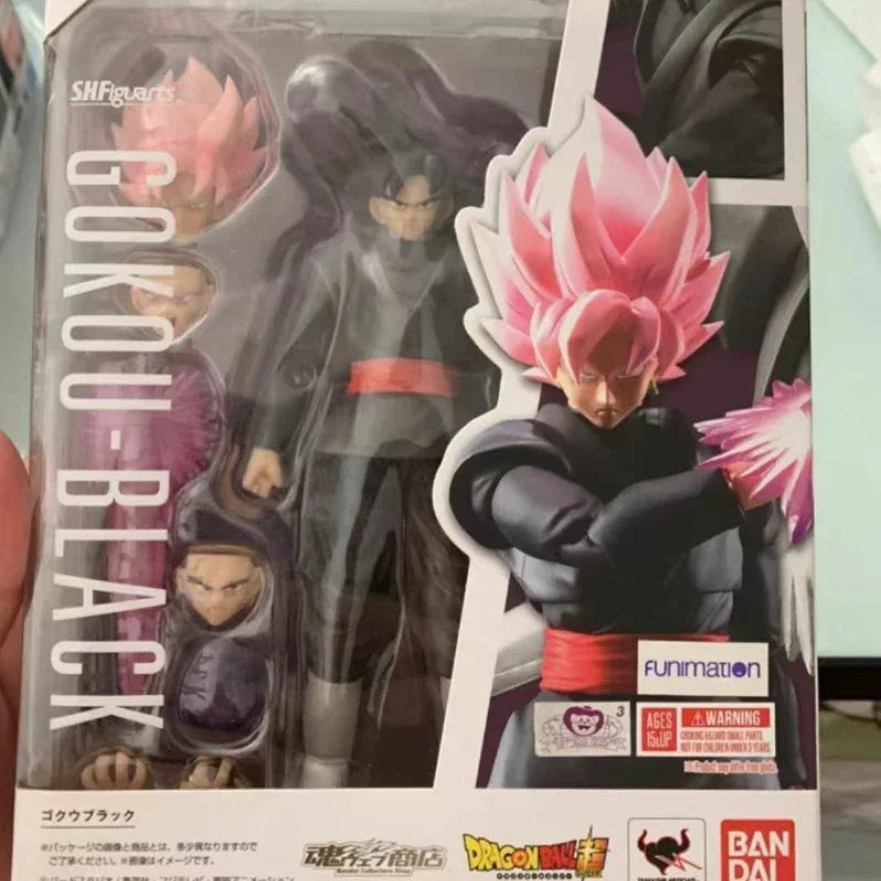 In Stock 100% Original Bandai SHF SH FIGUARTS Dragon Ball Goku Goku Black Action Character Anime Model Toy Pink Hair PVC Gift