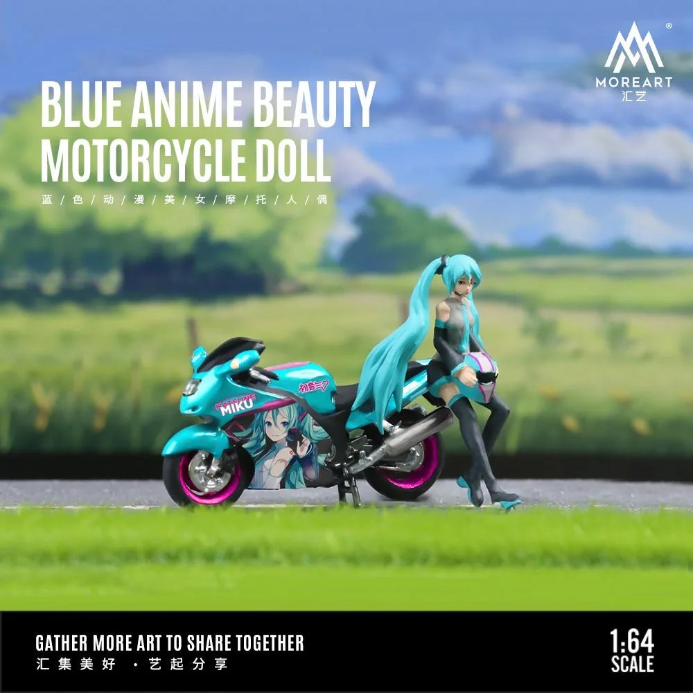 1:64 Hatsune Miku Motorcycle Mini Model Cute Figure Cartoon Toy Scene Figurine Collection Gift