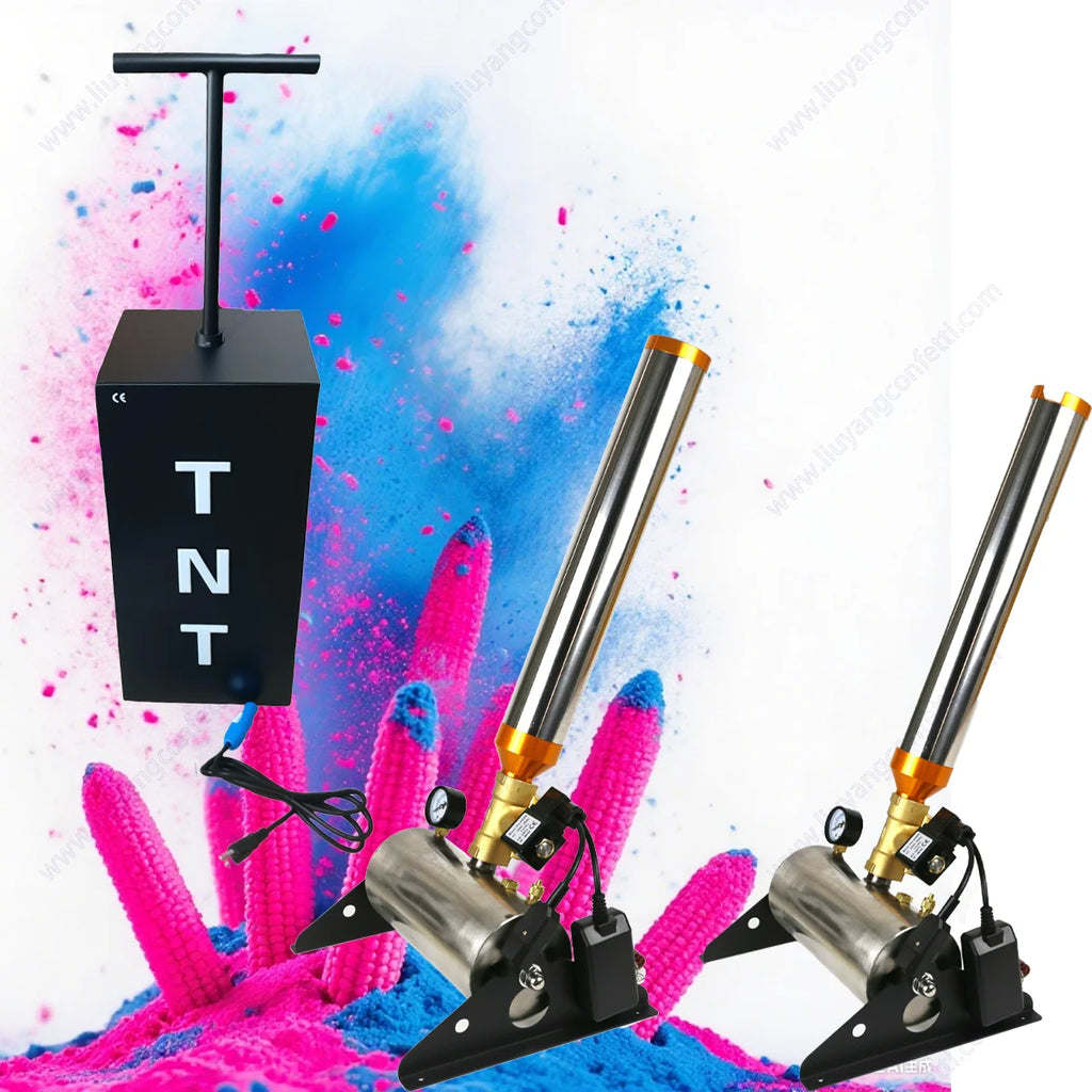 Elektrische Fernbedienung Konfetti Pulver Maschine Luft Kompression Maschine Baby Dusche Hochzeit Party Geschlecht Offenbaren Streamer Rauch