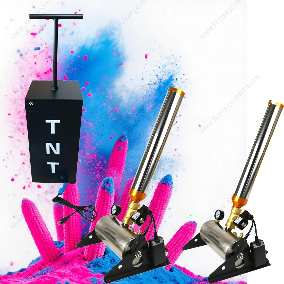Elektrische Fernbedienung Konfetti Pulver Maschine Luft Kompression Maschine Baby Dusche Hochzeit Party Geschlecht Offenbaren Streamer Rauch