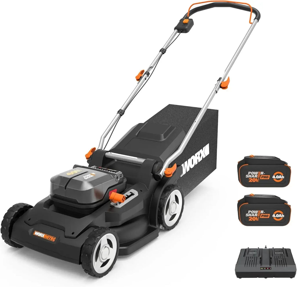 40V 17'' Cordless Lawn Mower for Medium Size Yards, 2-in-1 Electric Mower Cuts to Edge, Compact & Lightweight Push Lawn Mower wi