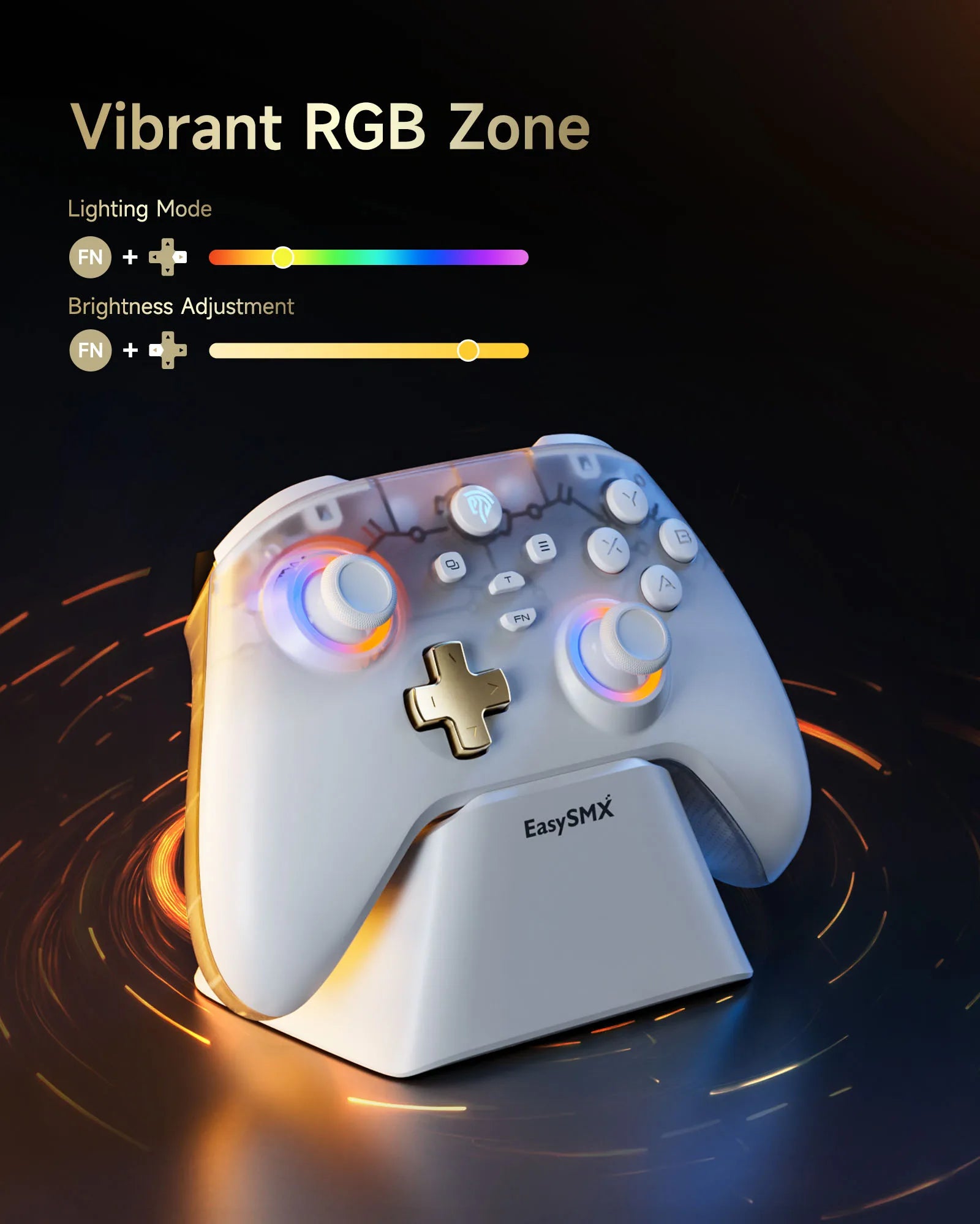 EasySMX D05 Wireless Gamepad for Nintendo Switch PC with Charging Dock RGB Hall Effect Joysticks Game Controller for Windows