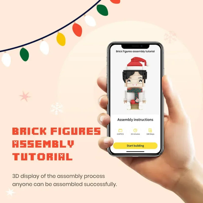 Building Blocks Customizable 2-Person Character Set with 2 Dogs Photo Granules Figures - Personalized My Custom Brickfigures