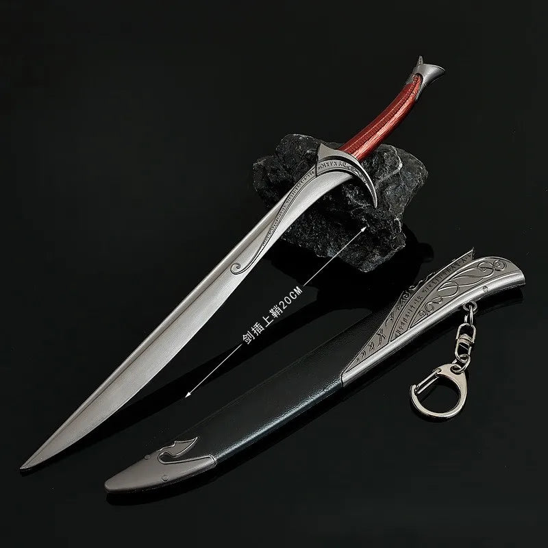 The Lord of the Orcrist Sword Replica – 20cm Zinc Alloy, Non-Sharp Blade with Scabbard, Rings Action Figure Weapon Accessory
