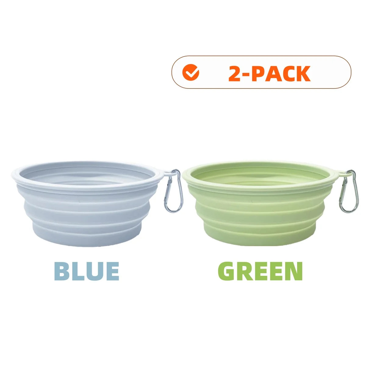 2er-Pack faltbare Silikon-Futter- und Wassernäpfe für Hunde, ideal für Outdoor-Camping und Reisen, mit Karabinerhaken