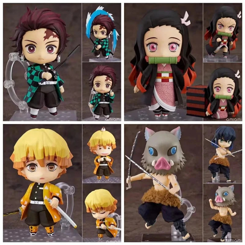 Demon Slayer Q Edition Collectible Figures - Kamado Nezuko Tanjiro Agatsuma Zenitsu Pig's Head Clay Movable Hand-Made Ornaments