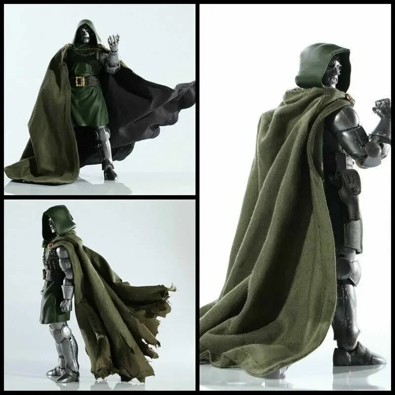 【only cape】DIY1/12th  Black Green Cloak For 6" Doll ((No Figure)