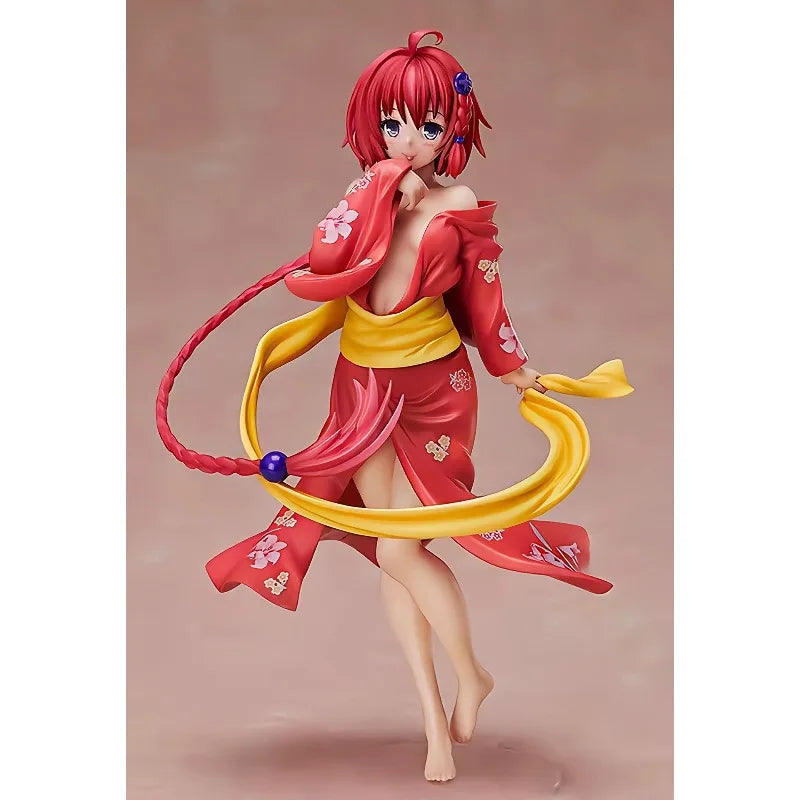 Japanese Kimono Black Kawaii Anime Figurine Bathing Robe Anime Pretty Girl Model Box Set
