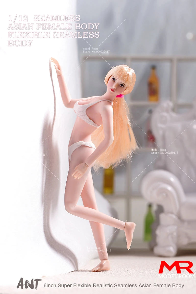 ANT T305 1/12 Female Flexible Seamless Body 6'' Pale Suntan Female Soldier Acton Figure Body Doll for 1:12 Head Sculpts