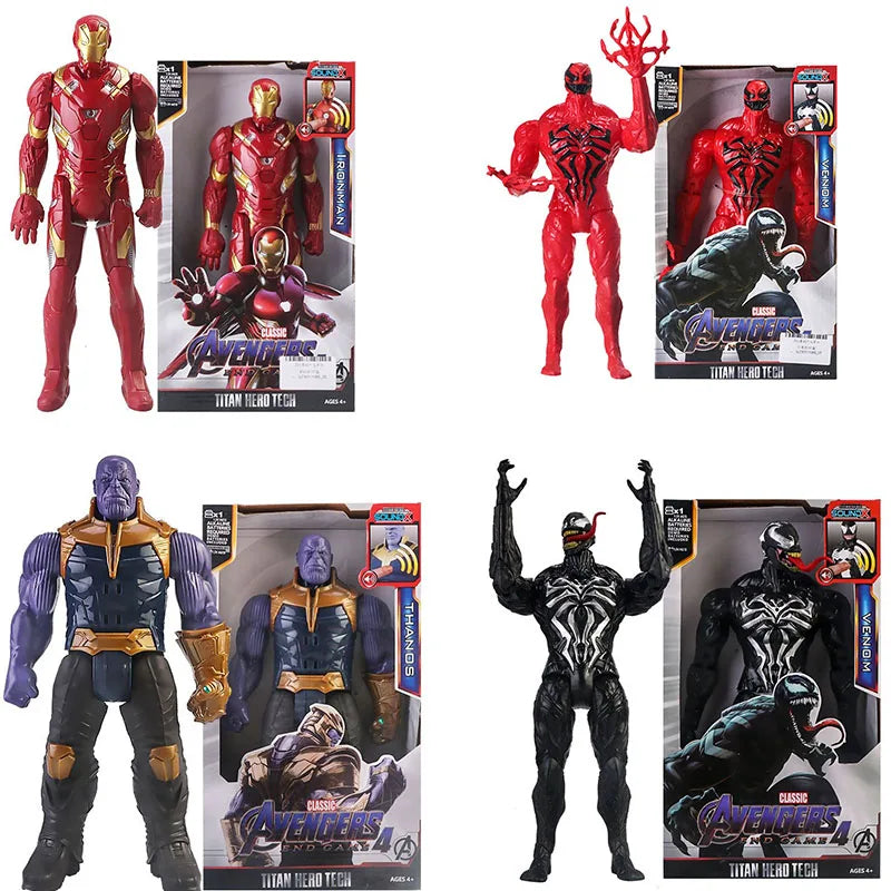 30cm Hot Marvel Avengers Toy Thanos Hulk Spiderman Iron Man Captain America Thor Black Panther With Sound And Light Action Toys