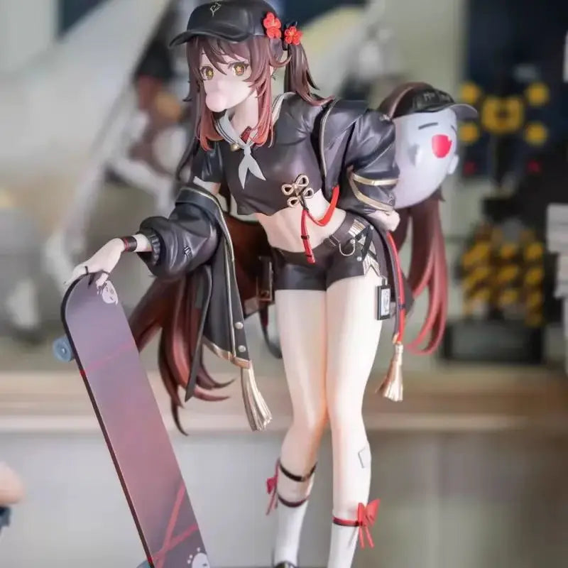 Anime Genshin Impact Hu Tao Action Figures Skateboard Girl Model Dolls Collectible Statue Trendy Toys Desktop Decoration Gifts