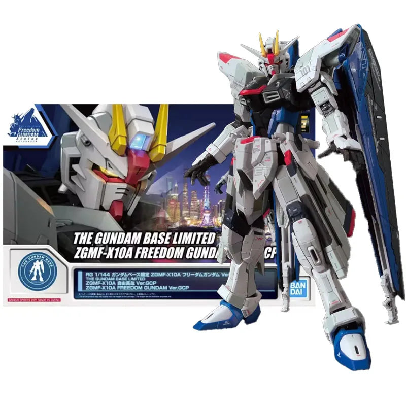 Bandai Original Genuine RG Base Limited 1/144 ZGMF-X10A Freedom Gundam Ver.GCP Anime Model Toys Action Figure Gifts Collectible