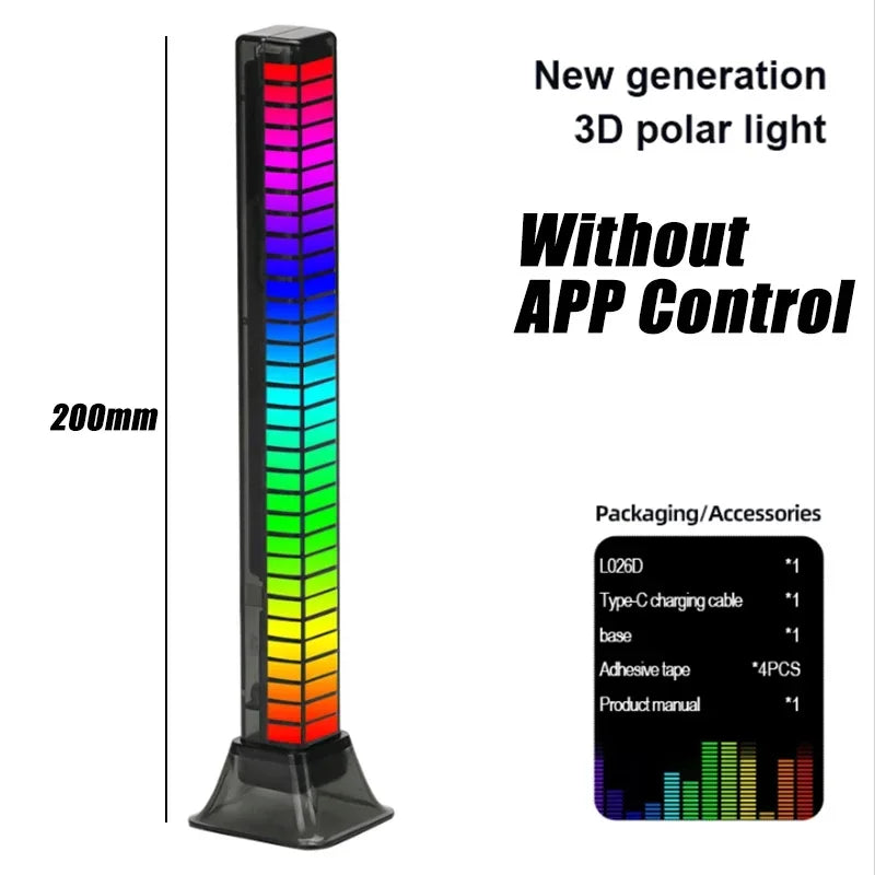 RGB Sound Pickup Lamp LED Atmosphere Lights Music Rhythm Light Muticolor Music Sync for Party Esports Room Automobile Decoration