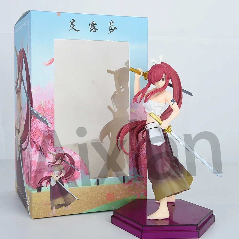 Aixlan Erza Scarlet Figur, 19 cm, Dämonenklinge, Rot, Sakura, keine PVC-Actionfigur, Amin, Geburtstagsgeschenk, Sammlerfigur