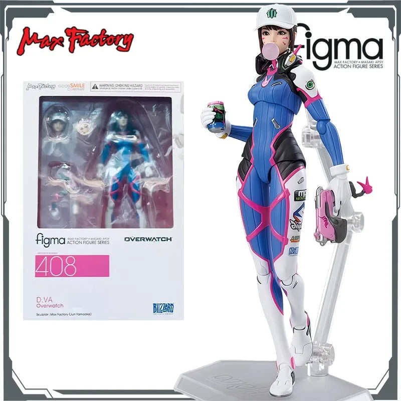 Max Factory Original Figma#408 D.Va Song Hana 140mm Anime Action Figures Toys for Boy Christmas Gift Collectible Model Ornaments