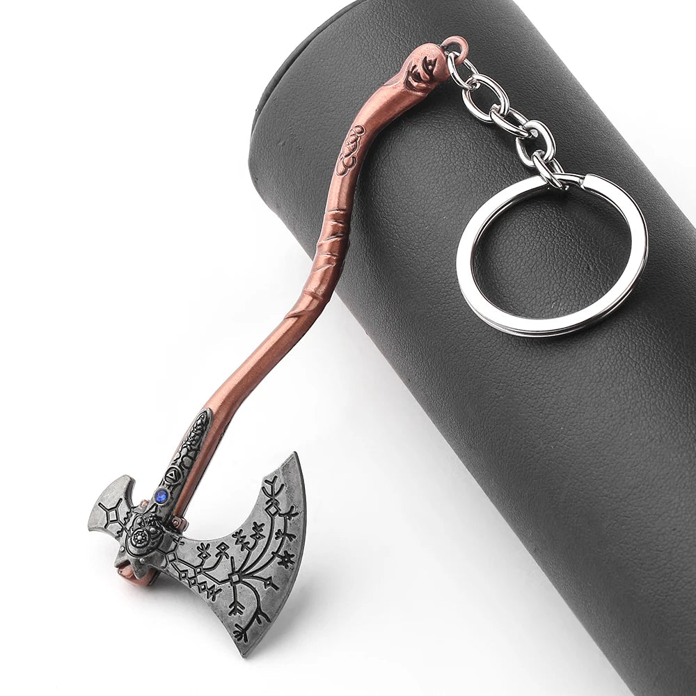 God of War Kratos Axe Key Chain Guardian Shield Sword Pendant Keychain for Women Men Fans Car Keyring