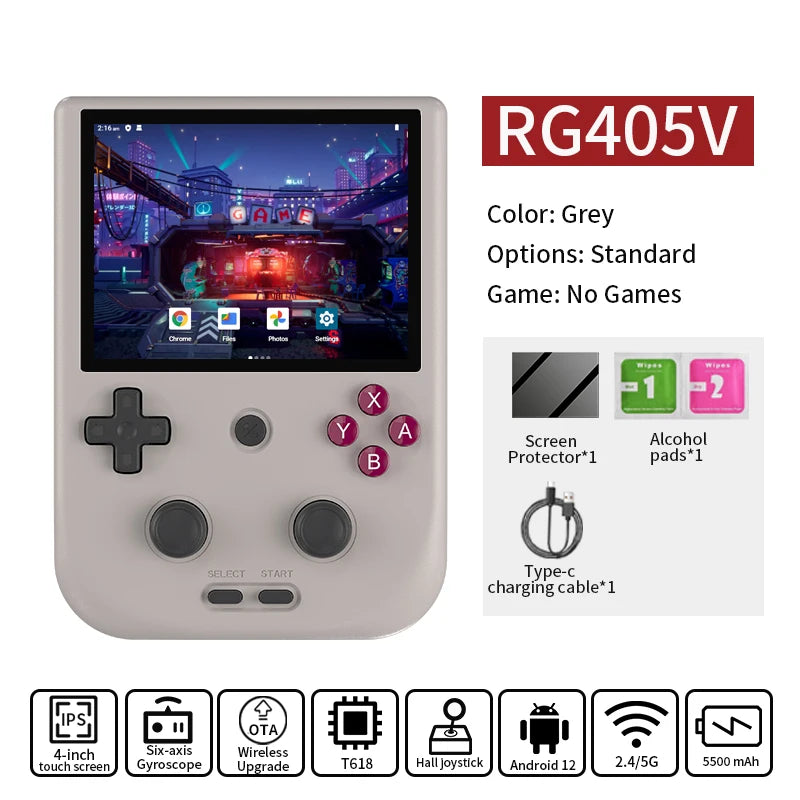 ANBERNIC RG405V Video Handheld Game Console 4" IPS HD Touch Screen Android 12 System T618 64-bit Wifi Portable Retro Game Player