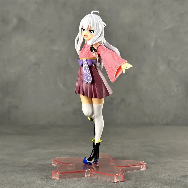 Anime Wandering Witch: The Journey Elaina Figure PVC Cute Standing On One Foot Kimono Knee Socks Model Toys Ornaments Gifts