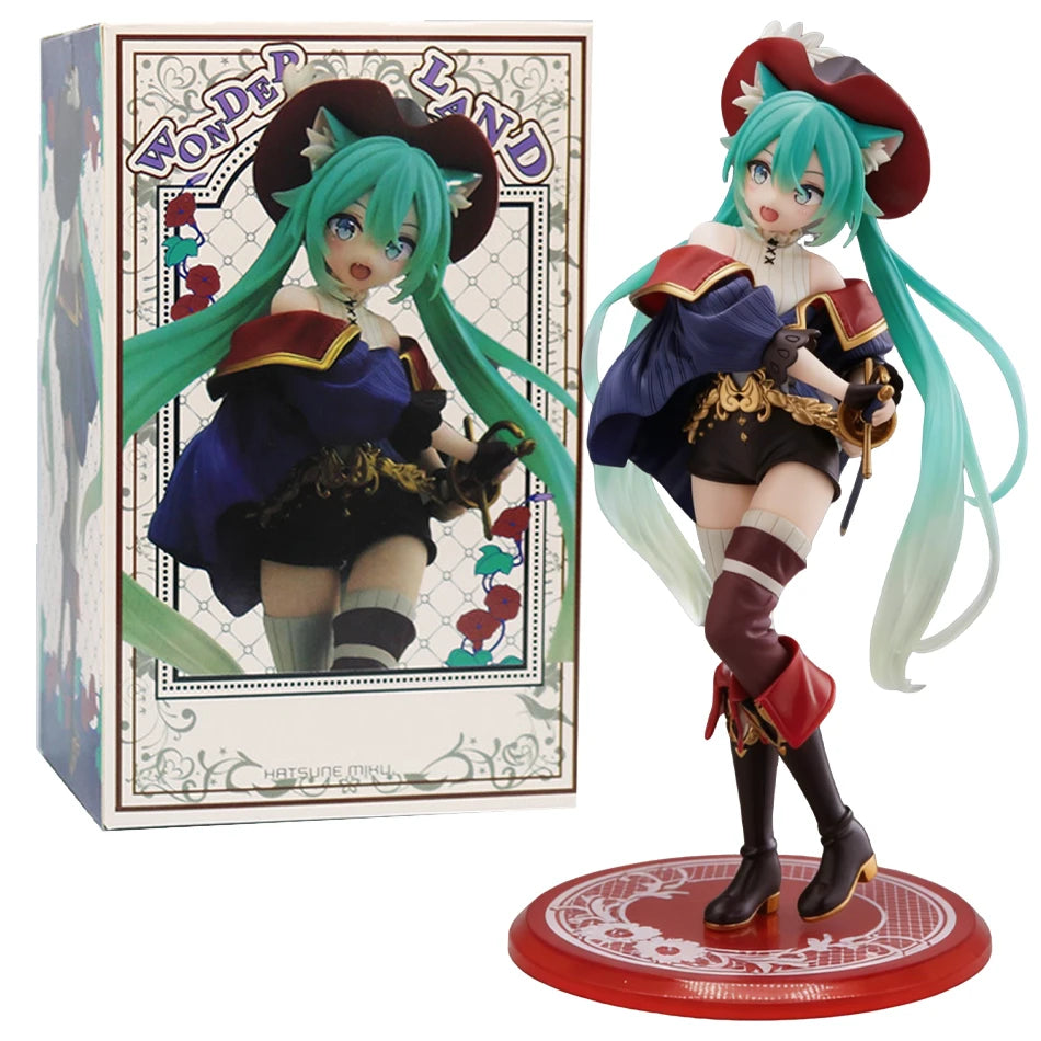 New Hatsune Miku Anime Figure Wonderland PVC Model Action Toy Thumbelina Ver. Desktop Decoration Dolls Ornaments Collection Gift