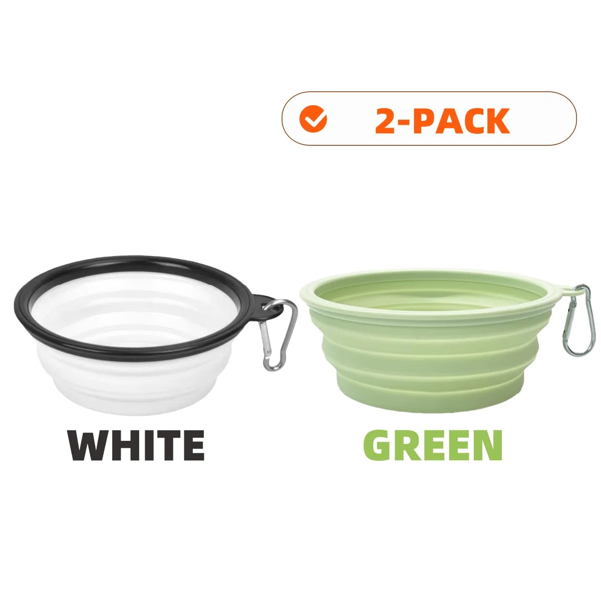 2er-Pack faltbare Silikon-Futter- und Wassernäpfe für Hunde, ideal für Outdoor-Camping und Reisen, mit Karabinerhaken