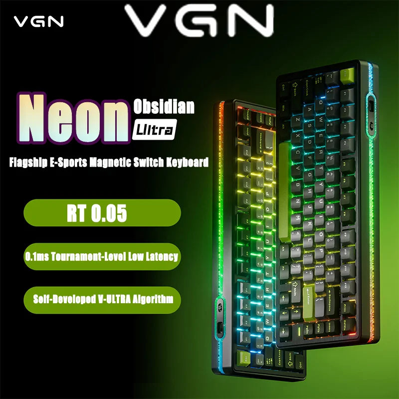 VGN Neon Ultra Series Magnetic Axis E-Sports Keyboard Customized Gasket Full Key Hot Swappable Rgb Light Effect Gaming Keyboard