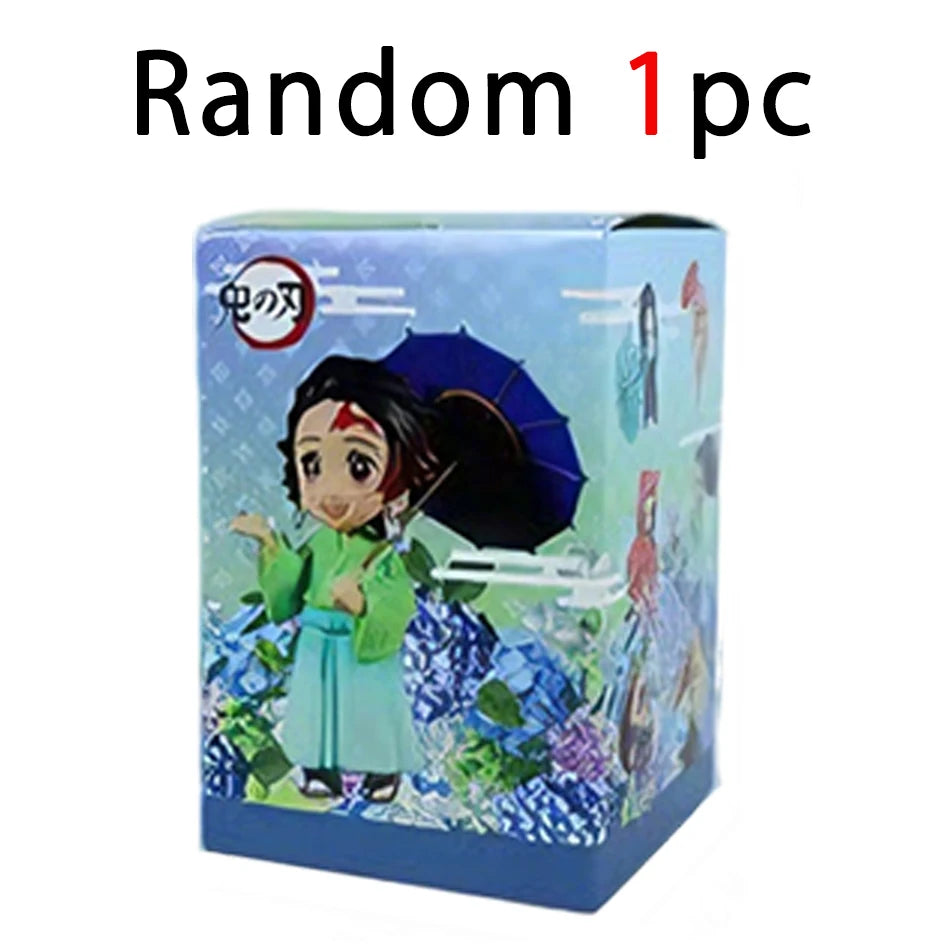 In stock 12cm kawaii  Demon Slayer Plum Rain Series with Box Handmade Model no Yaiba Kamado Nezuko Action Figure Ornament Gift