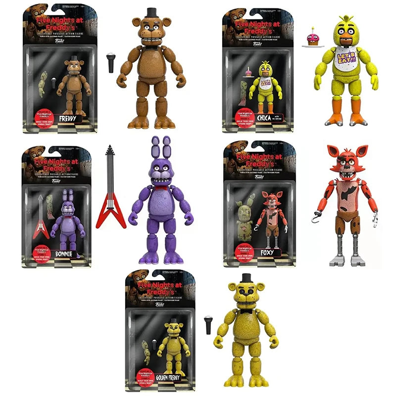 14cm FNAF Figures SUN & MOON Joker Freddy Bonnie Foxy Chica Fazbear Bear Action Figure Movable Figurine Dolls Toys