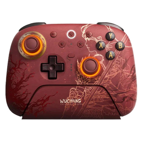 Gaming controller with WUCHANG branding and 8BitDo logo on a promotional background.