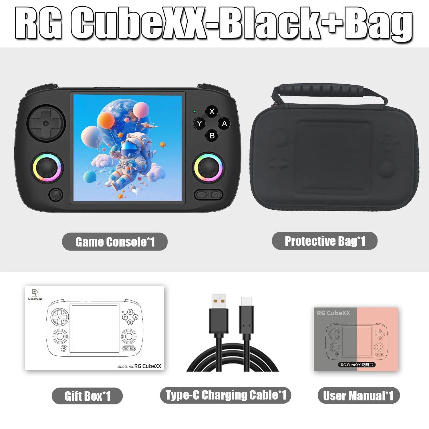 ANBERNIC RG CubeXX portable Handheld Games Console 3.95 Inch IPS Screen Linux System 5G WiFi BT RGB Joystick Lighting PSP game