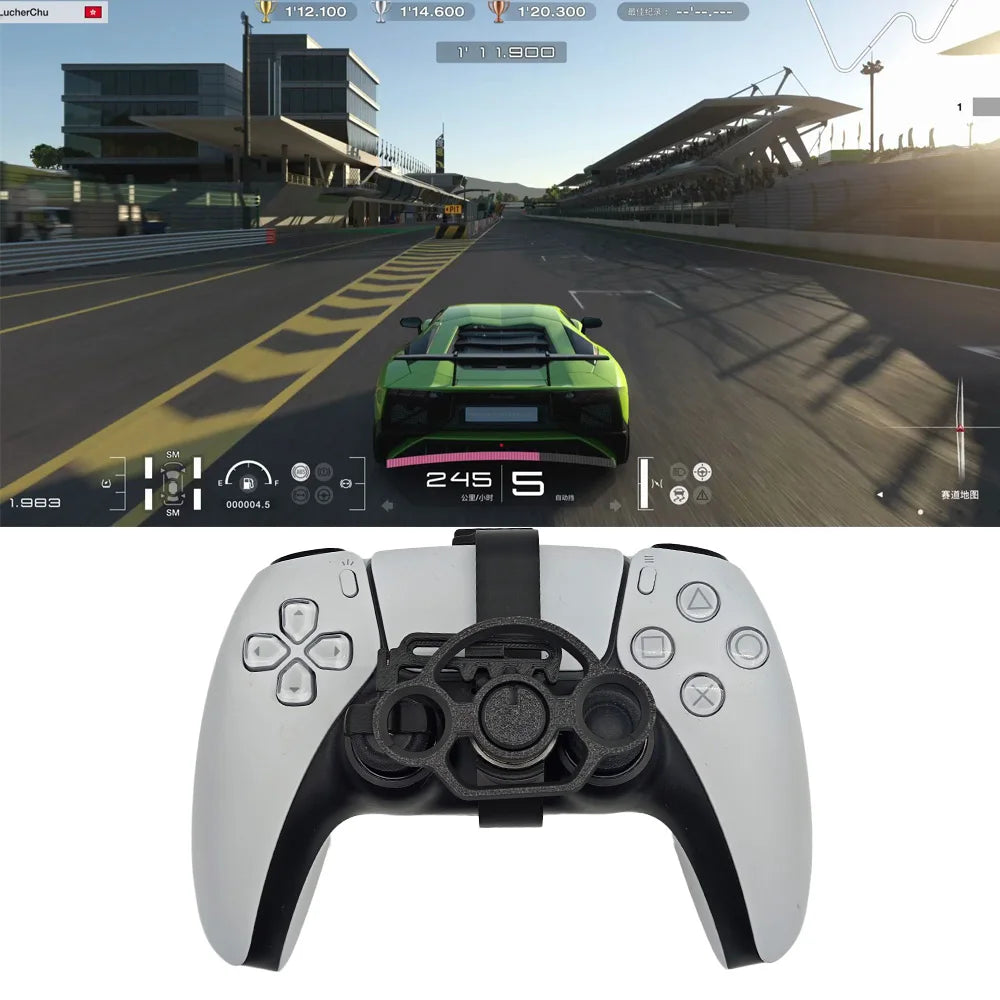 Mini Steering Wheel for PS5 Pro/Slim for PS5 Game Controller Auxiliary Black Replacement 3D Printing Accessories