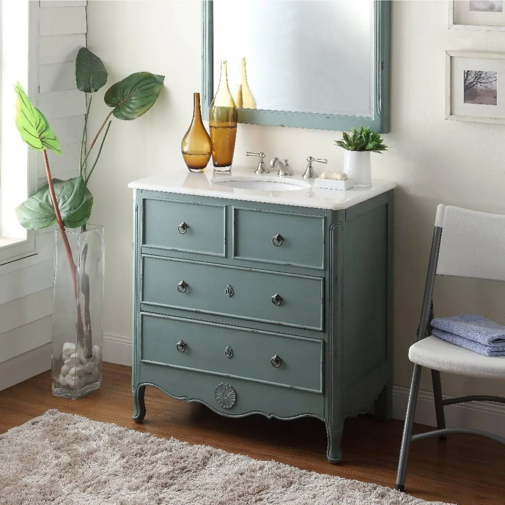 Cottage look Daleville Bathroom Sink Vanity - Model HF081Y (Vintage mint blue)