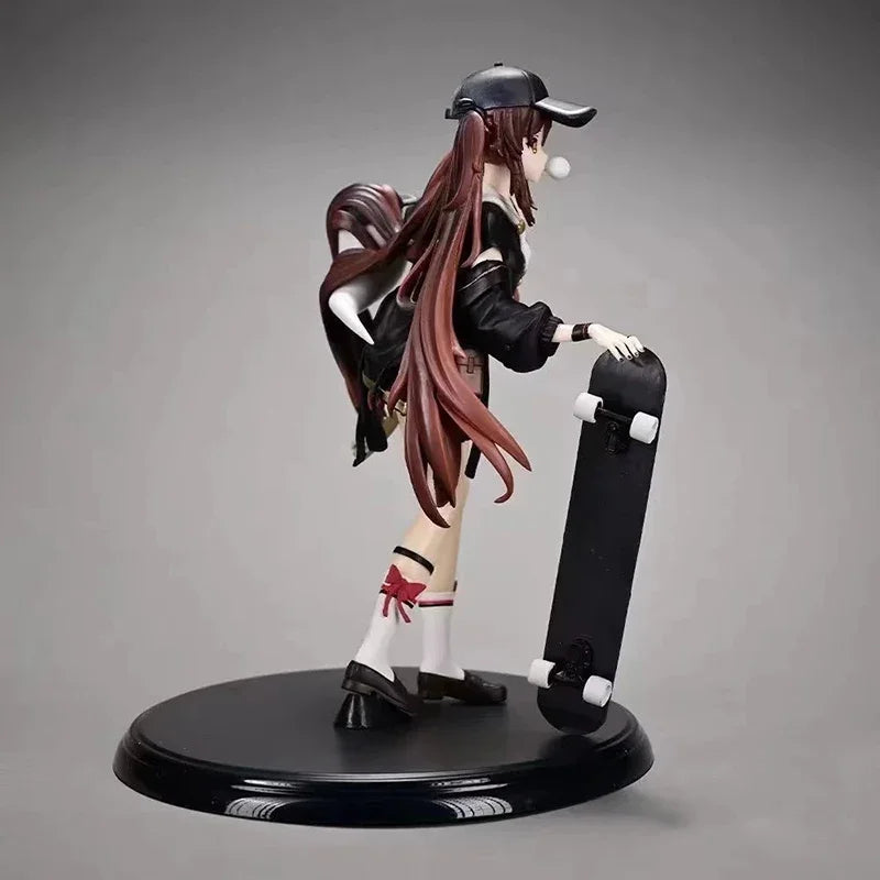 23cm Genshin Impact Hutao Action Figure Beautiful Girl Figurine Skateboard Hu Tao Figure Decoration Doll PVC Collection Toy Gift