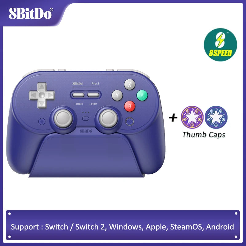 8BitDo - Pro 3 Bluetooth Controller for Nintendo Switch 1/2,PC,Windows, Apple, SteamOS, Android with Charging Dock TMR Joysticks