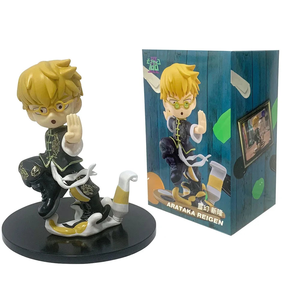 Mob Psycho 100 Anime Figures Gk Reigen Arataka Q Edition Kawaii Sitting Palm Series Model Doll Desktop Ornaments Collectible Toy